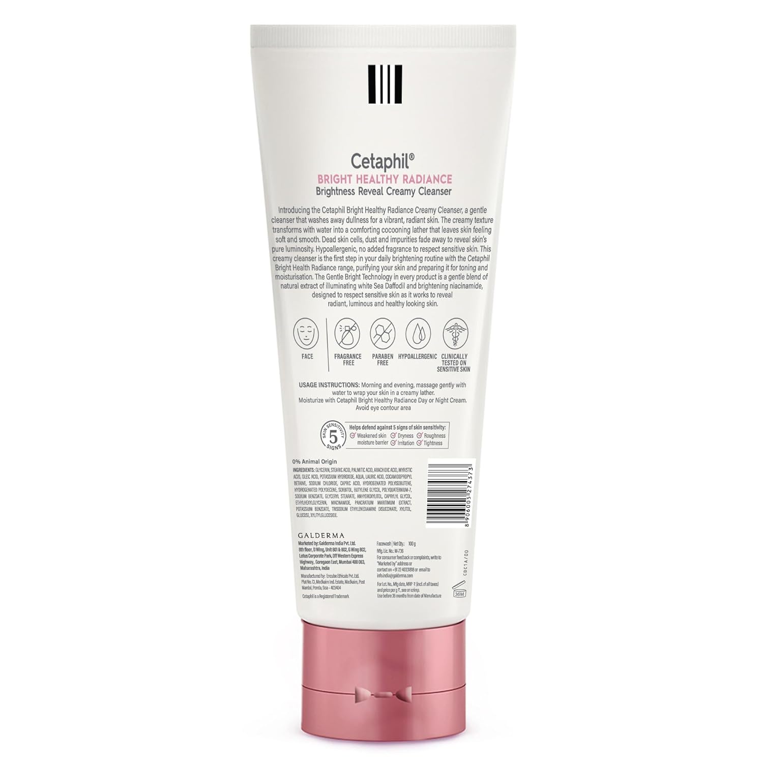 Cetaphil Brightness Reveal Creamy Cleanser - 100 g| Brightening Face Wash for Uneven Skin Tone| Niacinamide, Sea Daffodil| Fragrance Free| Dermatologist Recommended