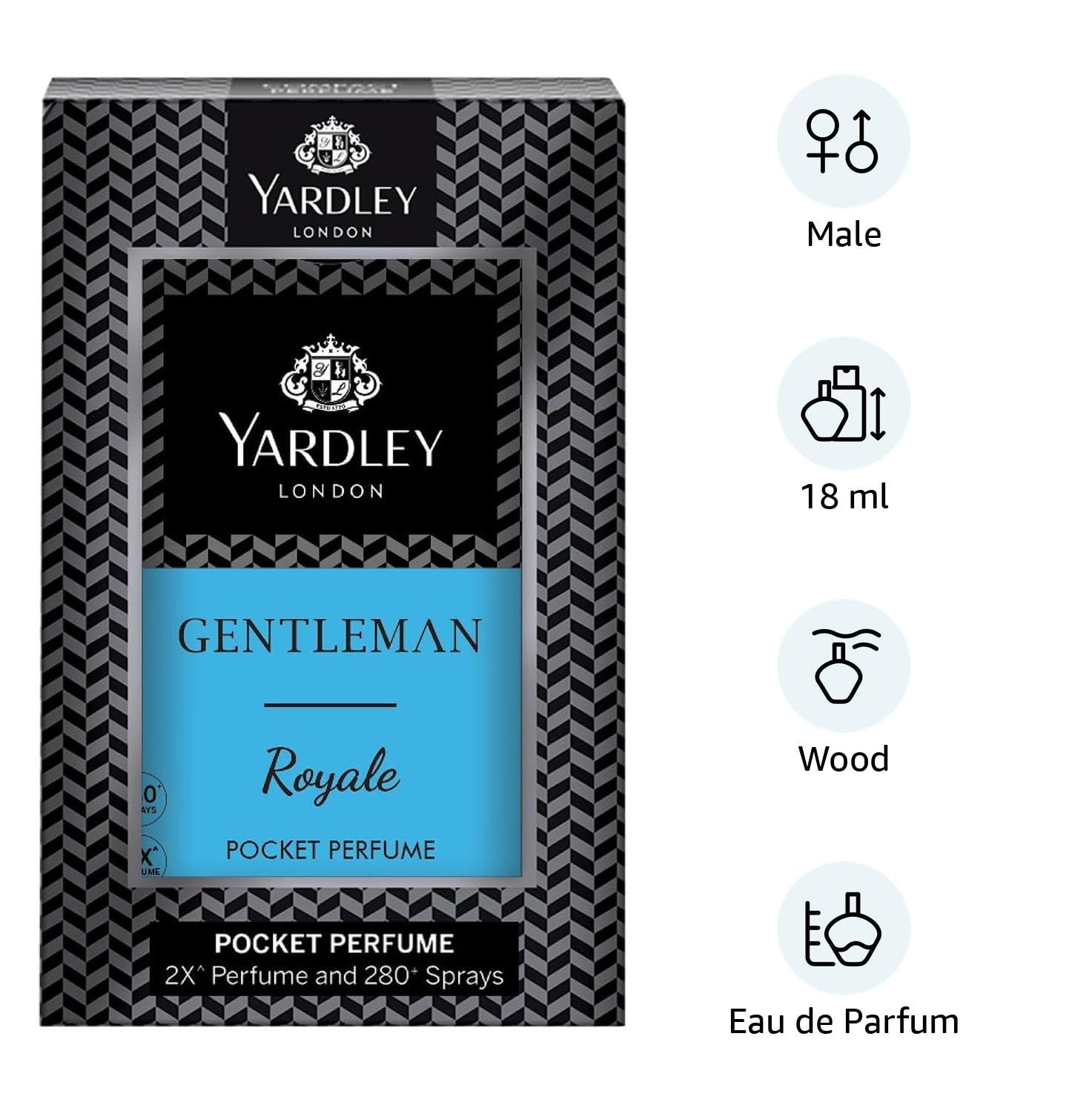 Yardley London Gentleman Royale Compact Perfume for Men, 18ml