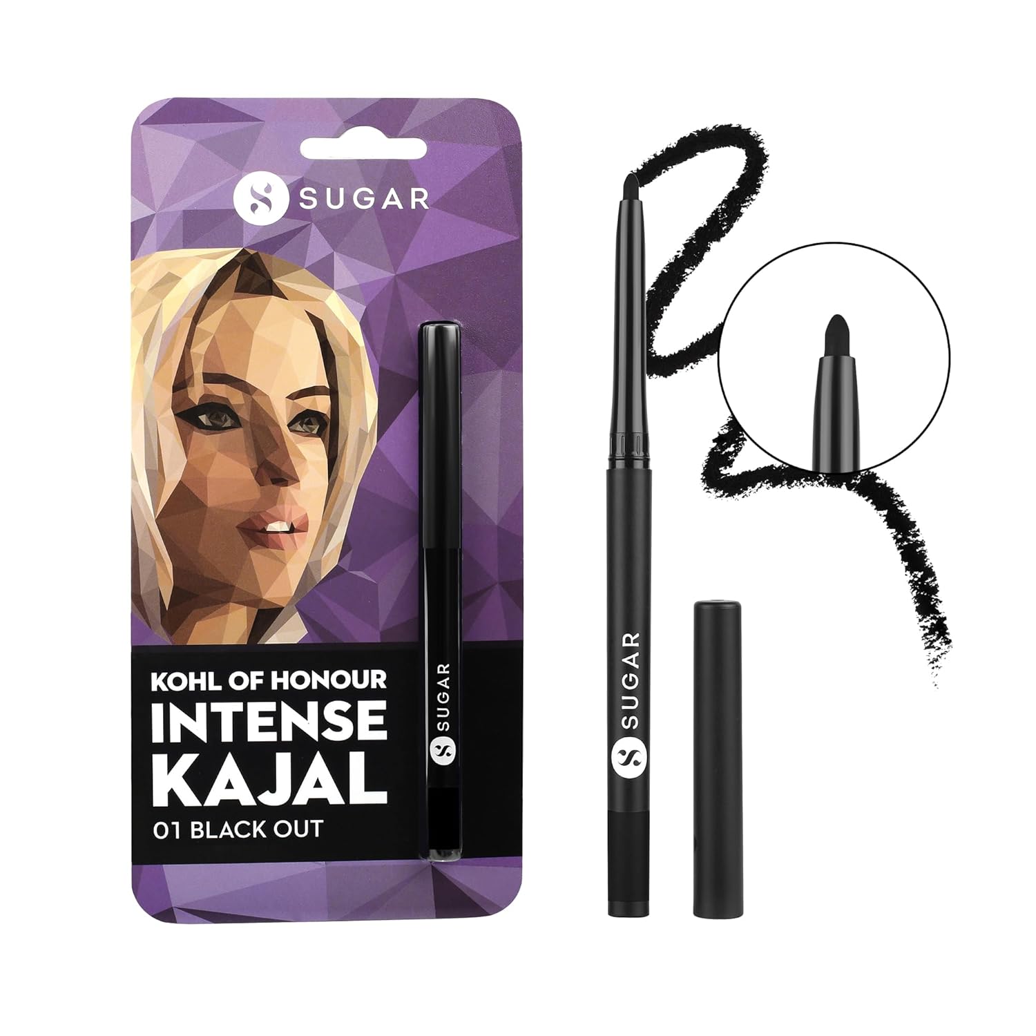 SUGAR Cosmetics Pencil Kohl of Honour Intense Kajal, Matte Finish, Longlasting Formula, Lightweight - 01 Black Out (Pack of 1)