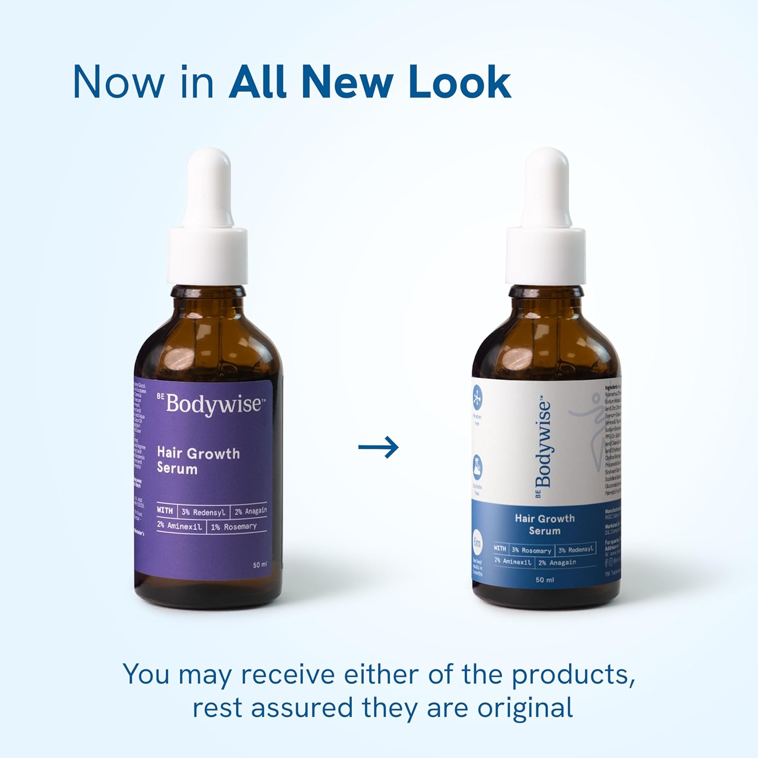 Be Bodywise Rosemary Hair Serum | With 3% Redensyl, 2% Aminexil, & 2% Anagain | For Thicker & Stronger Hair | Prevents Hair Fall & Stimulates Follicles | For All Hair Types | 50ml