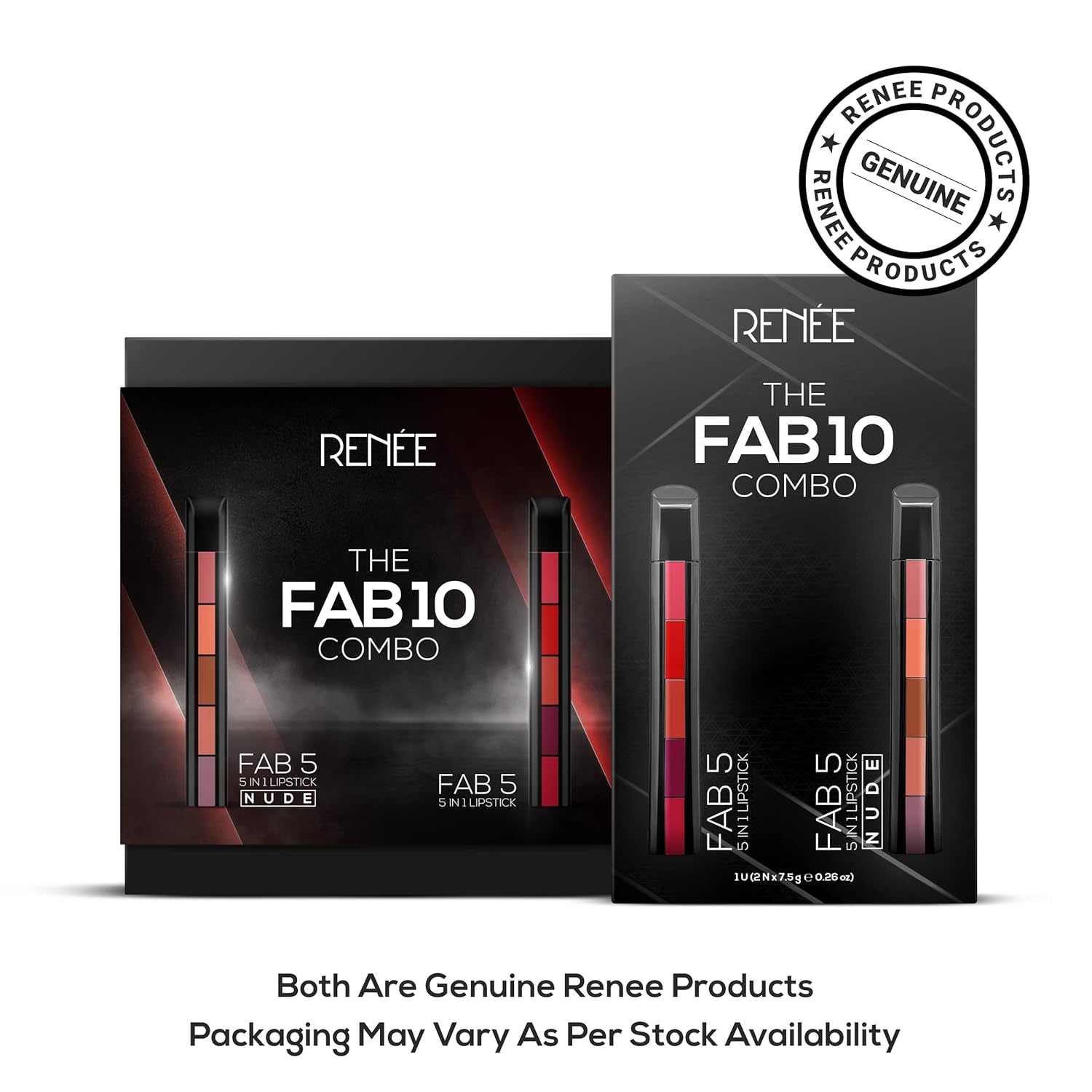 RENEE Fab 10 Combo, 7.5gm each| Five Shades In One| Long Lasting, Matte Finish| Non Drying Formula with Intense Color Payoff | Compact & Easy to Use