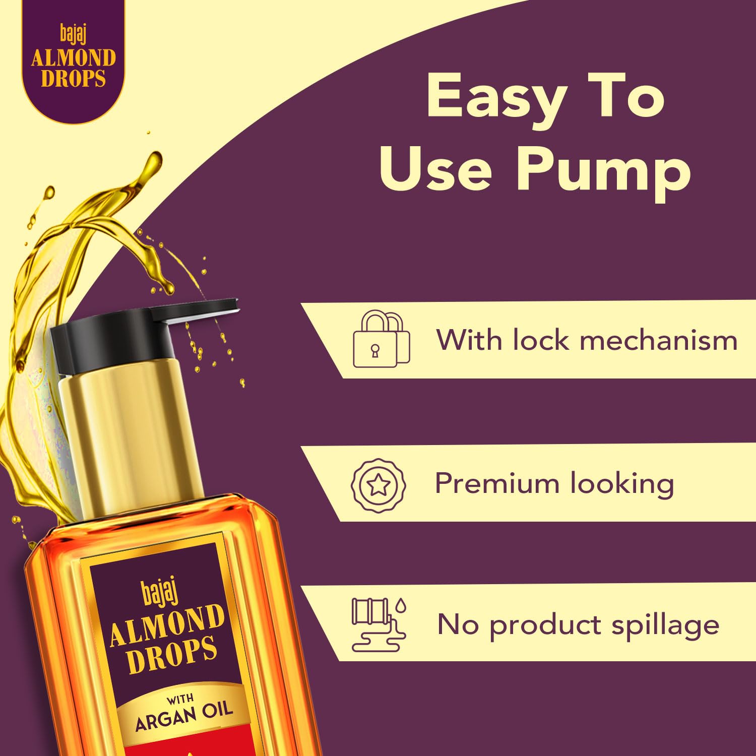 Bajaj Almond Drops Almond + Argan Hair Oil - 100ml | Provides 3-way Damage Protection | For Soft and Shiny Hair | Non-sticky Formula | with Almond Oil & Argan Oil (Pack of 2)