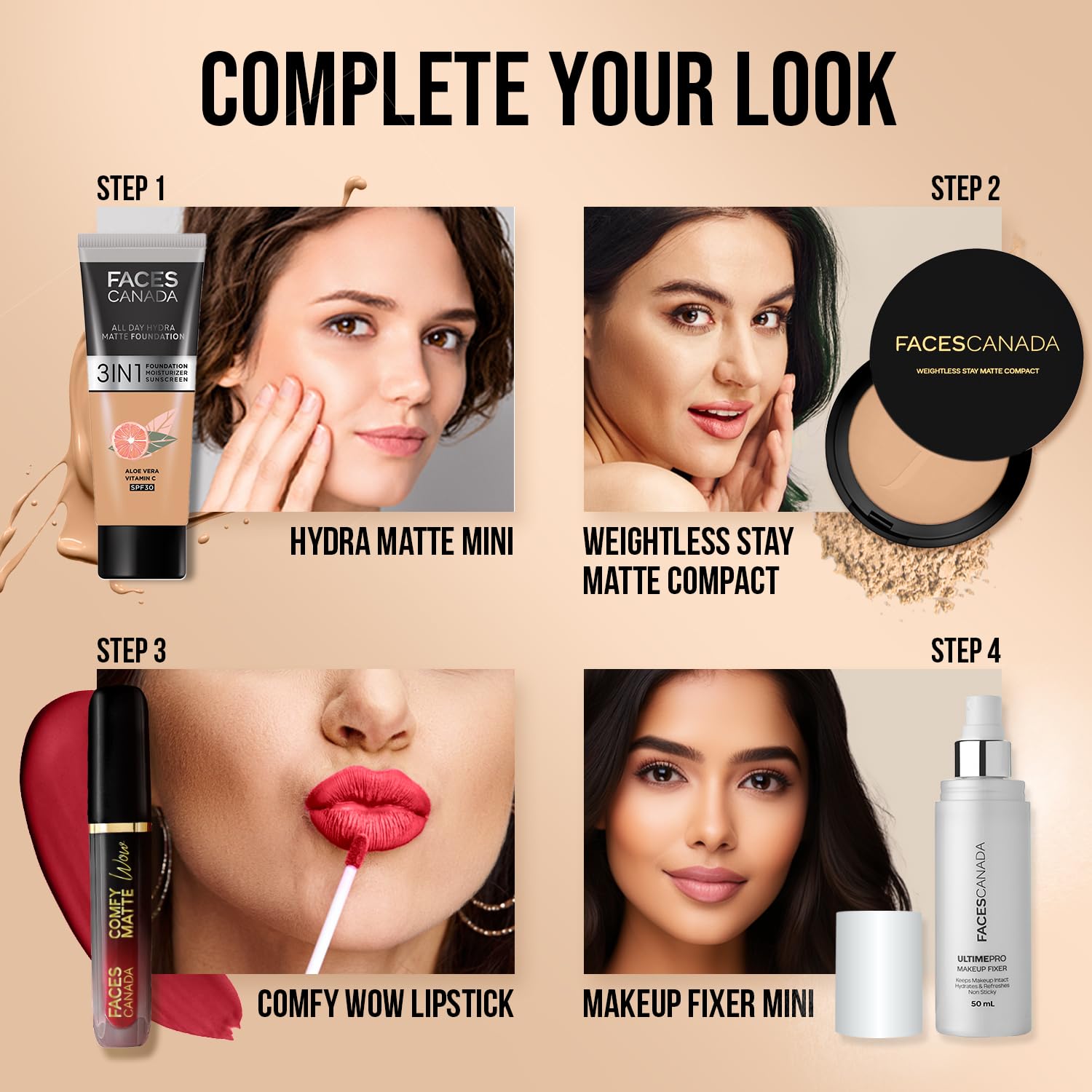 FACESCANADA Weightless Stay Matte Finish Compact Powder - Natural, 9g | Non Oily Matte Look | Evens Out Complexion | Hides Imperfections | Blends Effortlessly | Pressed Powder For All Skin Types