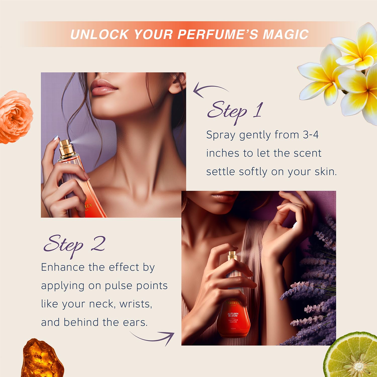 Yardley London Autumn Bloom Perfume| Floral Fruity Scent| 90% Naturally Derived| Plumeria & Orange Peony Perfume For Women| 50Ml - Spray