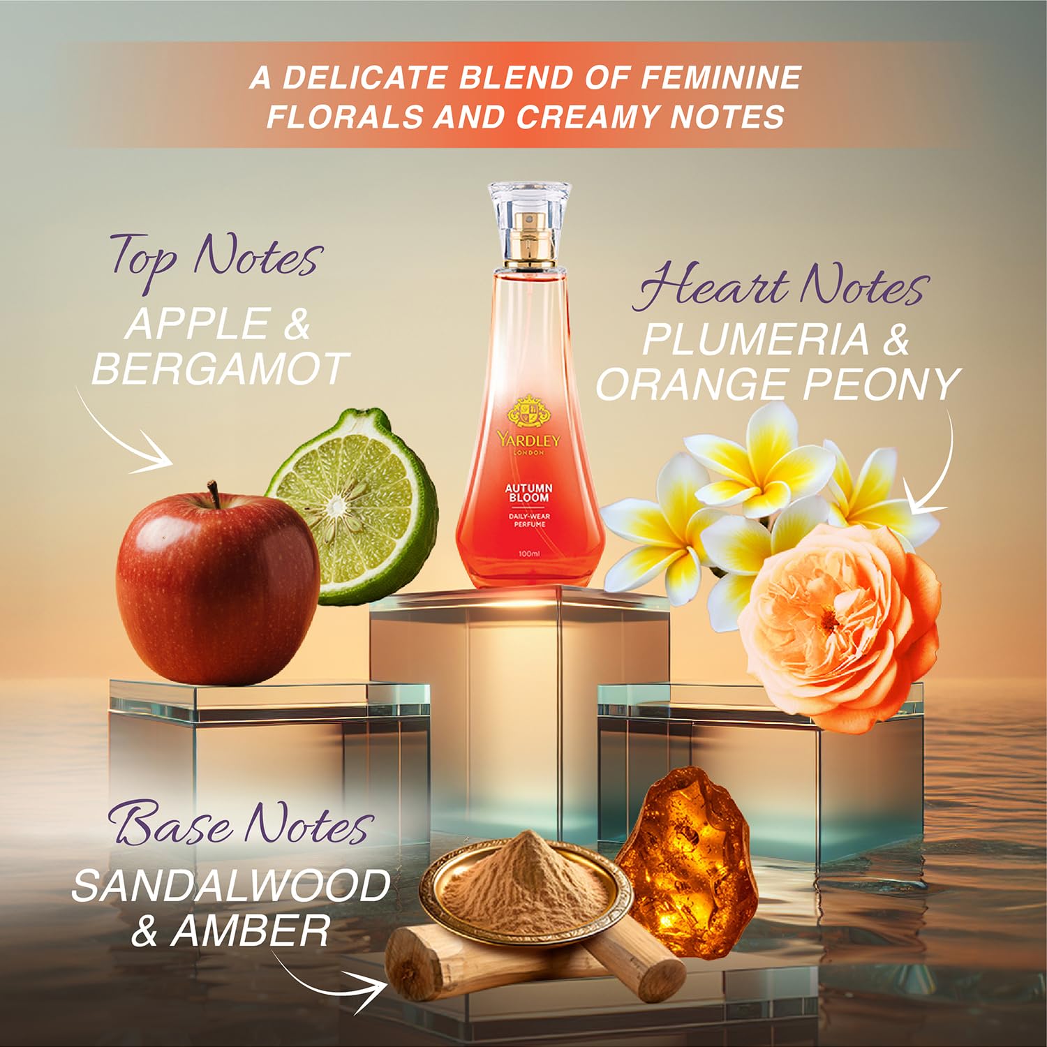 Yardley London Autumn Bloom Perfume| Floral Fruity Scent| 90% Naturally Derived| Plumeria & Orange Peony Perfume For Women| 50Ml - Spray