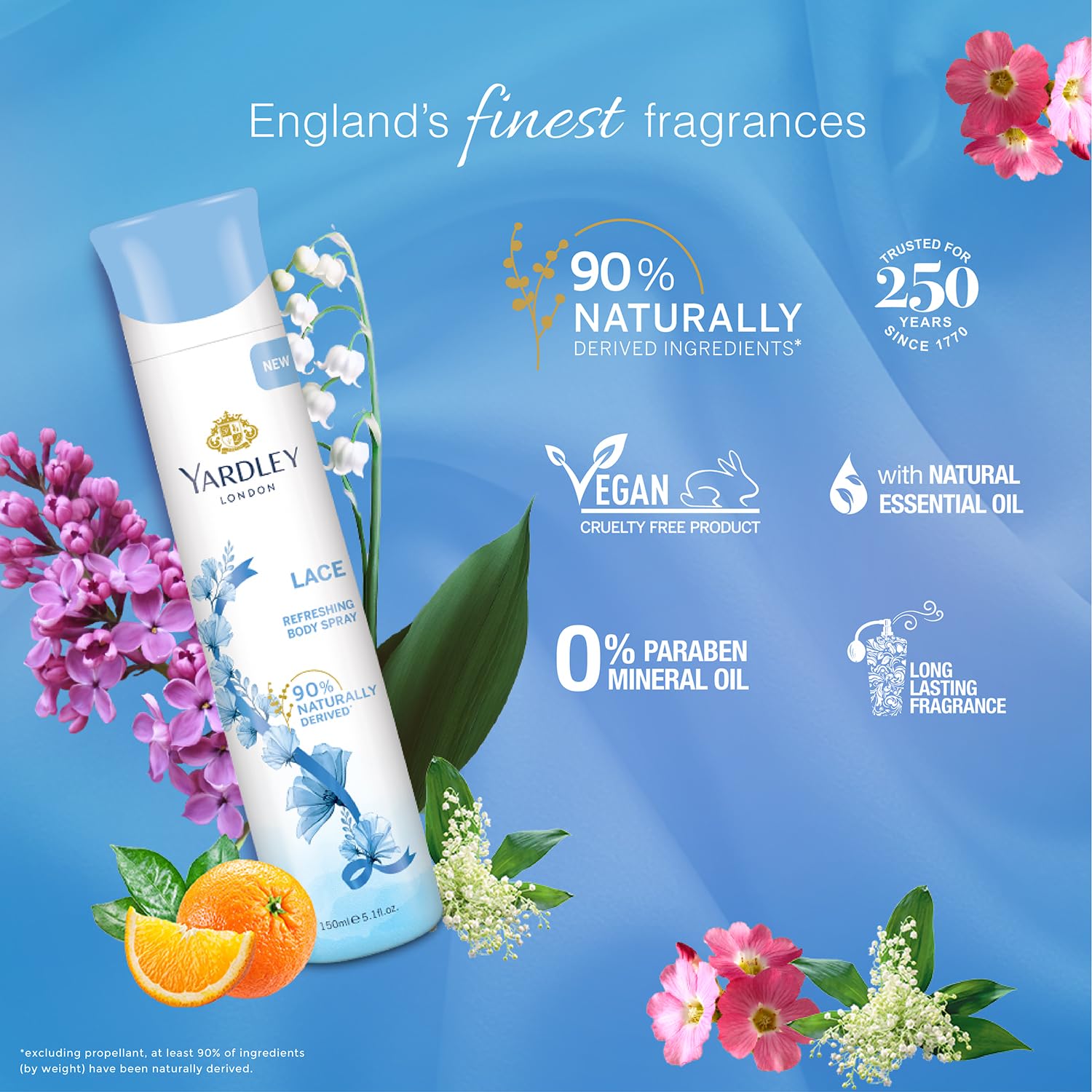 Yardley London Lace Perfumed Deo For Women, 150ml