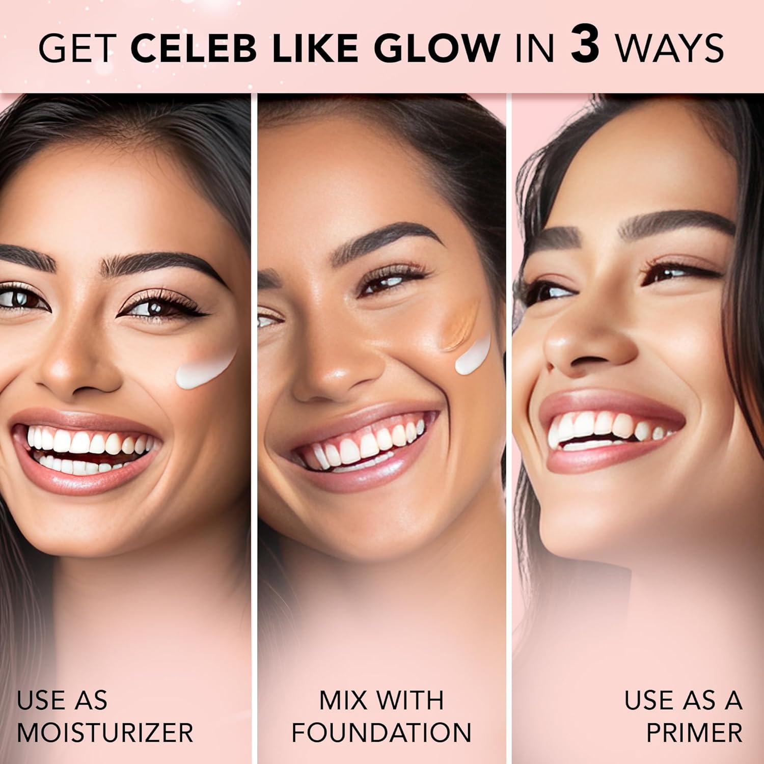 FACES CANADA Always On Shine Combo - All Day Hydra Matte Foundation - Rose Ivory 011 (18 ml) + Strobe Cream - Rose Gold (18ml) + Ultime Pro Makeup Fixer (50 ml) | Illuminating & Glowing Makeup Base | Long Lasting Makeup Setting Spray