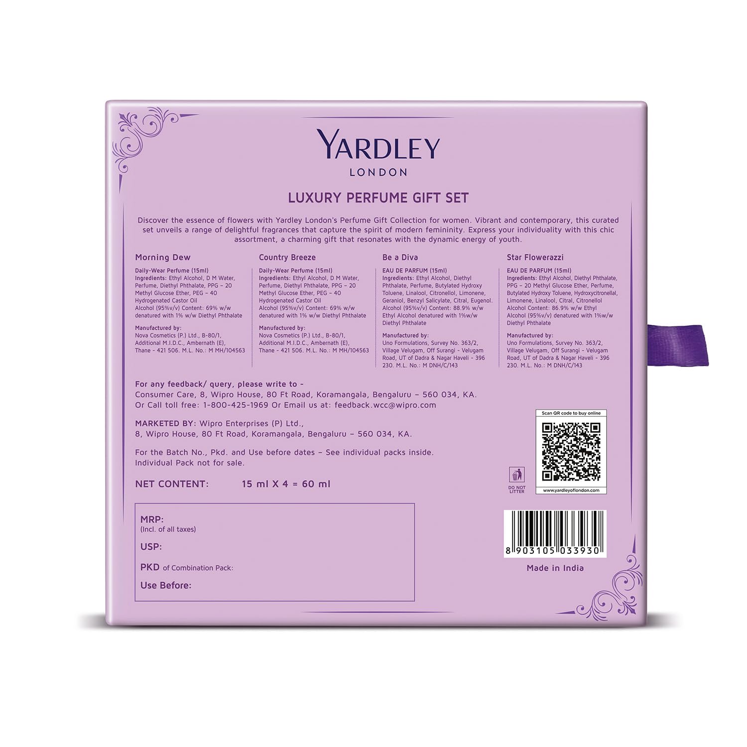 Yardley London Women Luxury Floral Liquid Perfume Gift Set, 15 ML