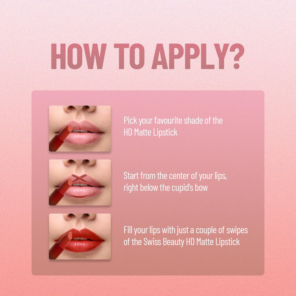 Swiss Beauty Hd Matte Pigmented Smudge Proof Lipstick | Creamy Matte Long Stay Lipstick | Hot Cherry, 3.4g