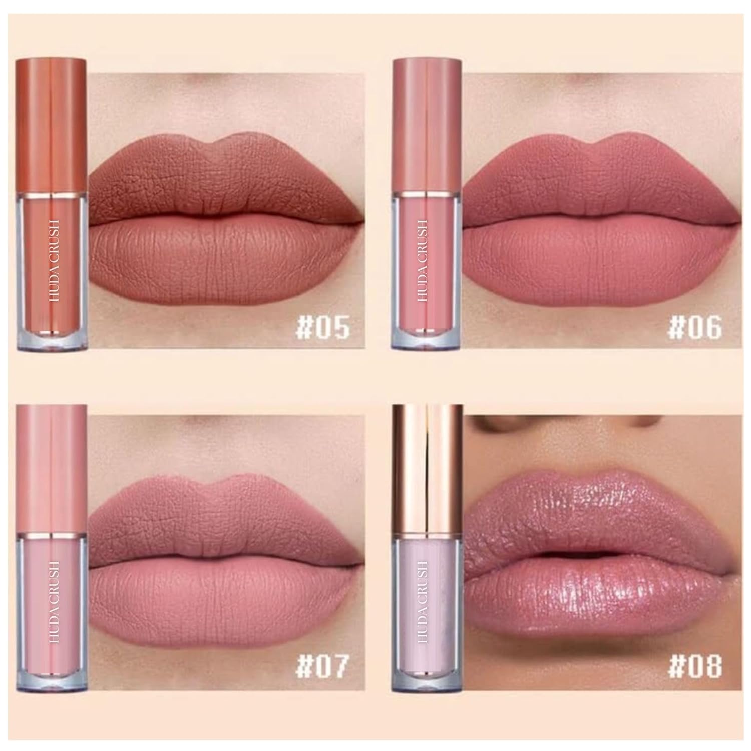 HUDACRUSH Mini Lipstick Combo Set - 12Pcs Liquid Lipstick Waterproof, Long Lasting Matte Finish, Red, Pink, Maroon, Nude, Brown Lipstick Gift Set for Women - Perfect Lipstick for Dusky Skin Tone