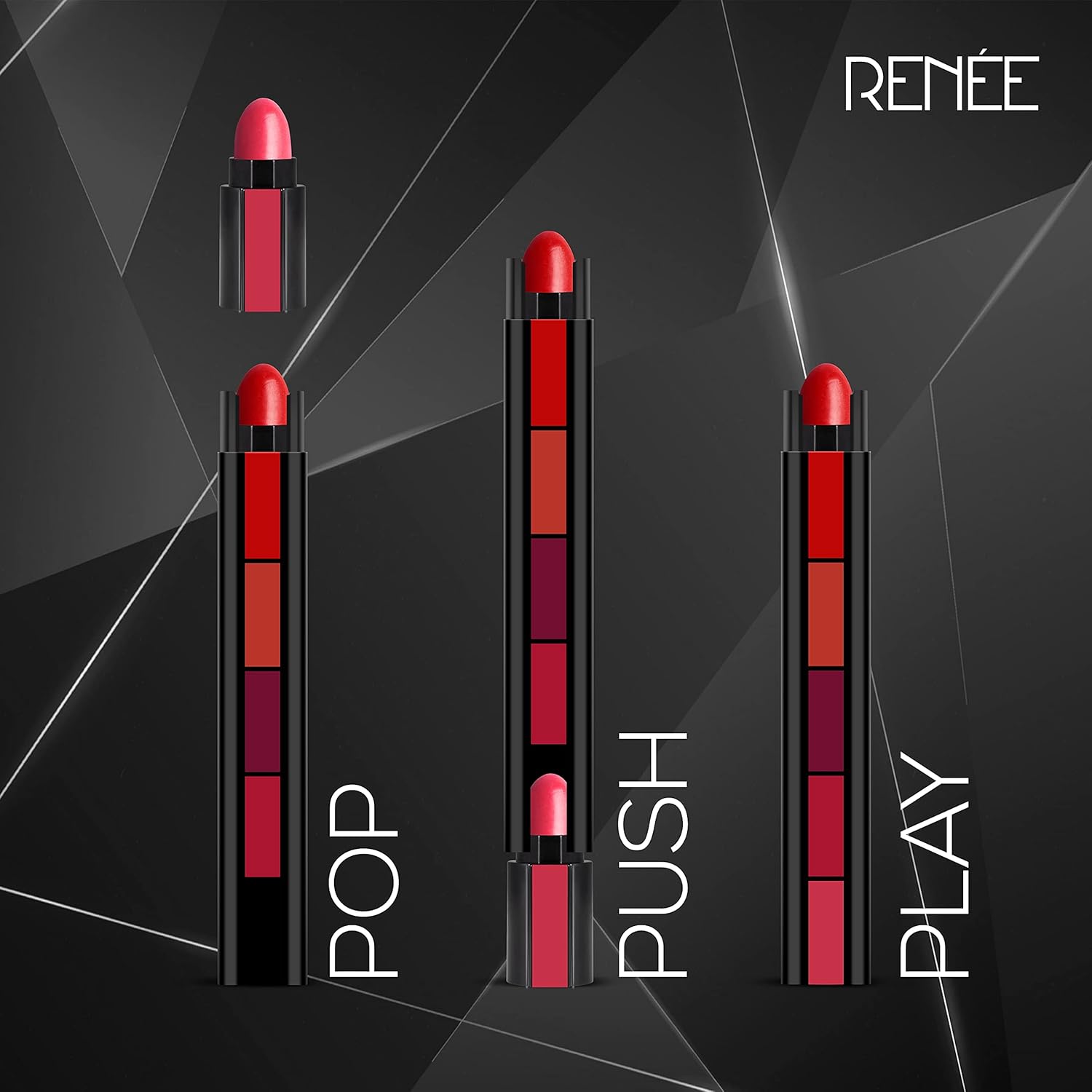 RENEE Fab 10 Combo, 7.5gm each| Five Shades In One| Long Lasting, Matte Finish| Non Drying Formula with Intense Color Payoff | Compact & Easy to Use