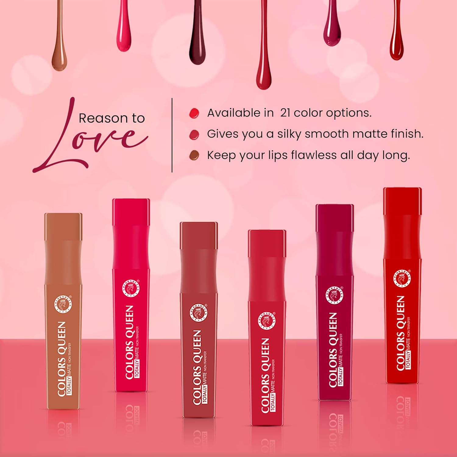 Colors Queen Totally Matte Liquid Lipstick | Intense Color Payoff, Lightweight & Comfortable, One Swipe Application | Long Lasting, Non Transfer Liquid Lipstick for Women (13 - Nude Frost, 7.5g)