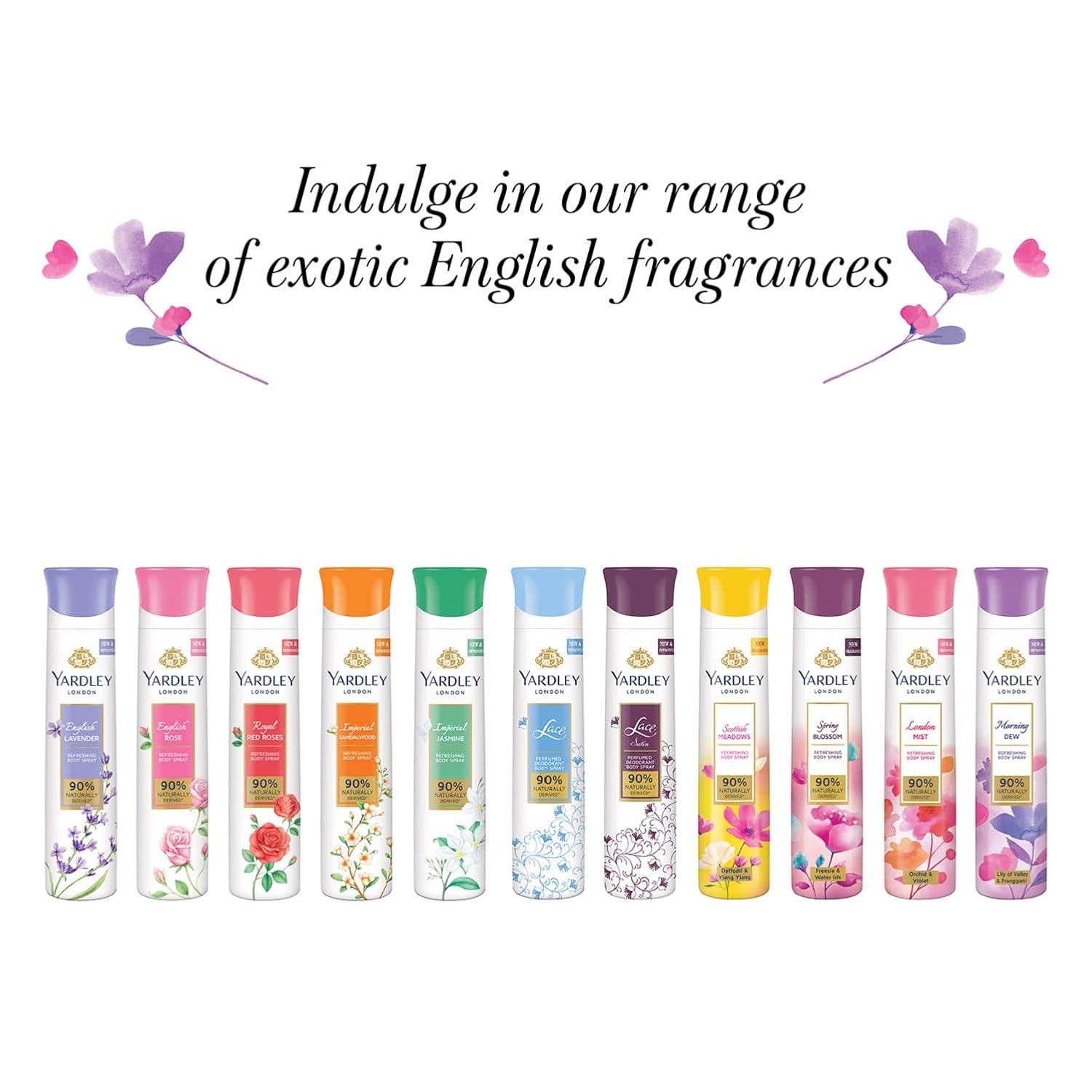 Yardley London Refreshing Deo Body Spray Tripack (English Lavender + English Rose + Morning Dew) for Women, 150ml Each (Pack of 3)