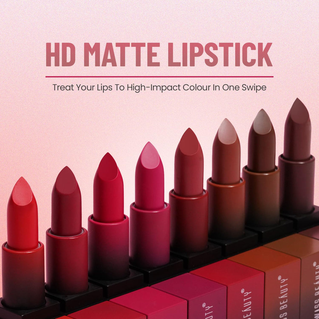 Swiss Beauty Hd Matte Pigmented Smudge Proof Lipstick | Creamy Matte Long Stay Lipstick | Hot Cherry, 3.4g