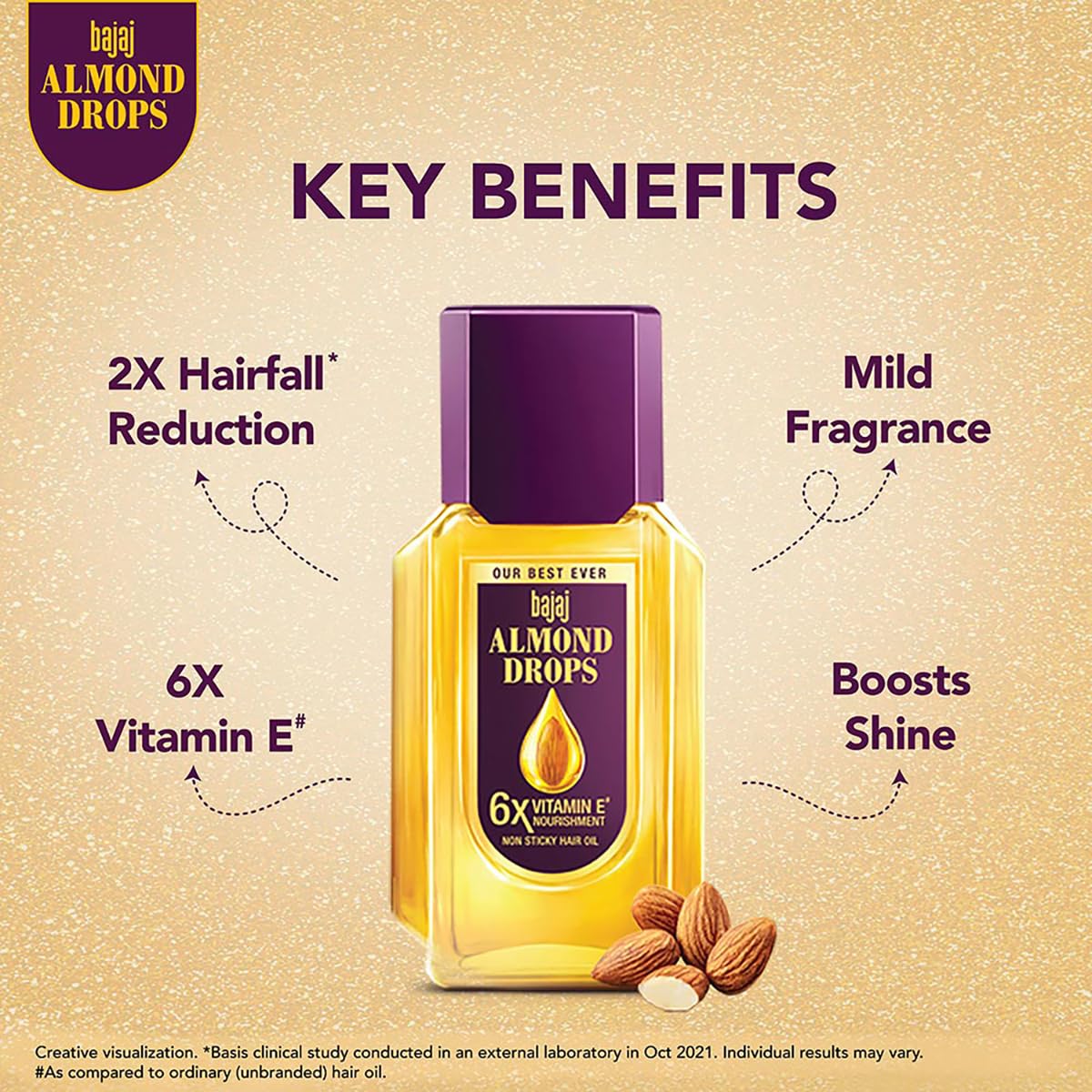 Bajaj Almond Drops Hair Oil, 475 ml, 6X Vitamin E, Light & Non Sticky Hair Oil