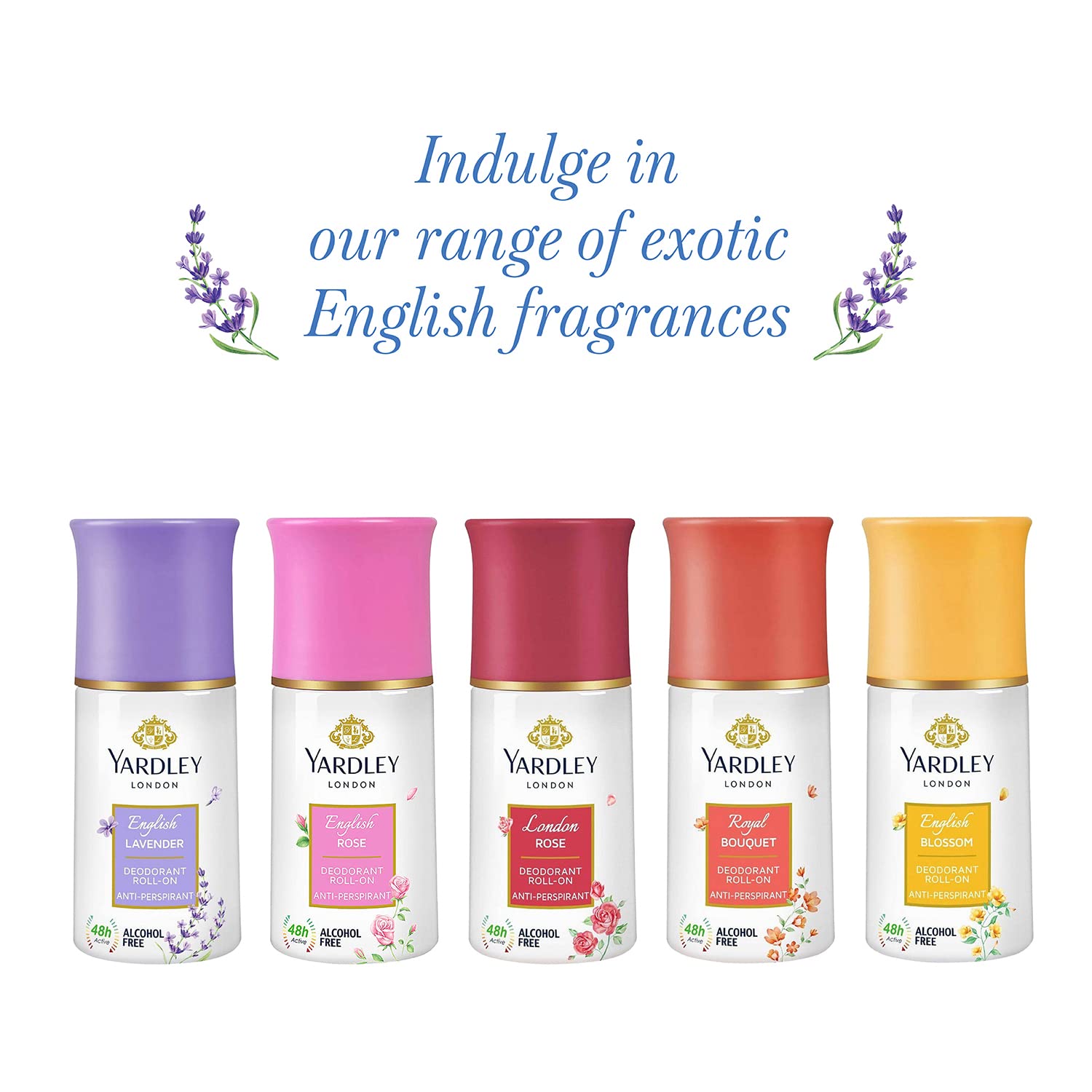 Yardley English Blossom Deodorant Roll- On for Women, 50 Milliliters