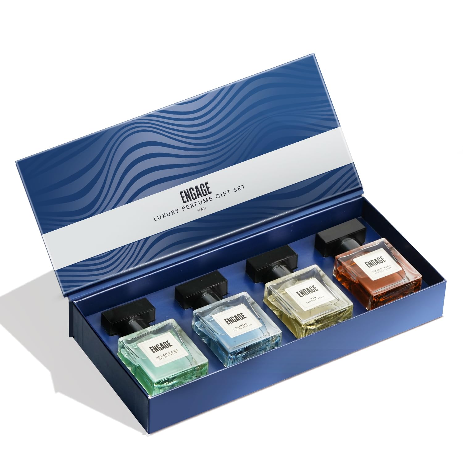 Engage Luxury Perfume Gifts For Men, 100ml, Long Lasting Smell, Best Birthday, Anniversary Gift Hamper by ITC, Eau De Parfum, Travel Sized Combo, 25ml x 4