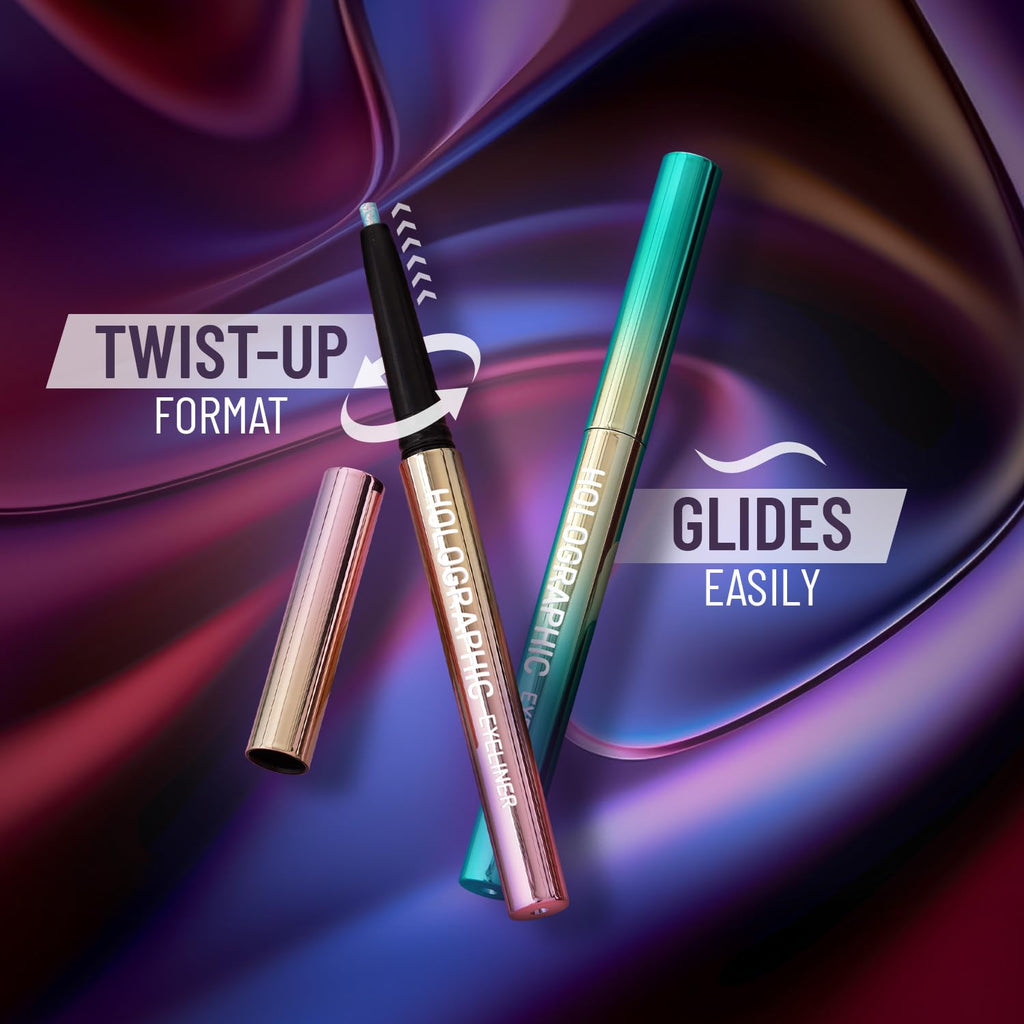SWISS BEAUTY Holographic Shimmery Pencil Eyeliner, Pink