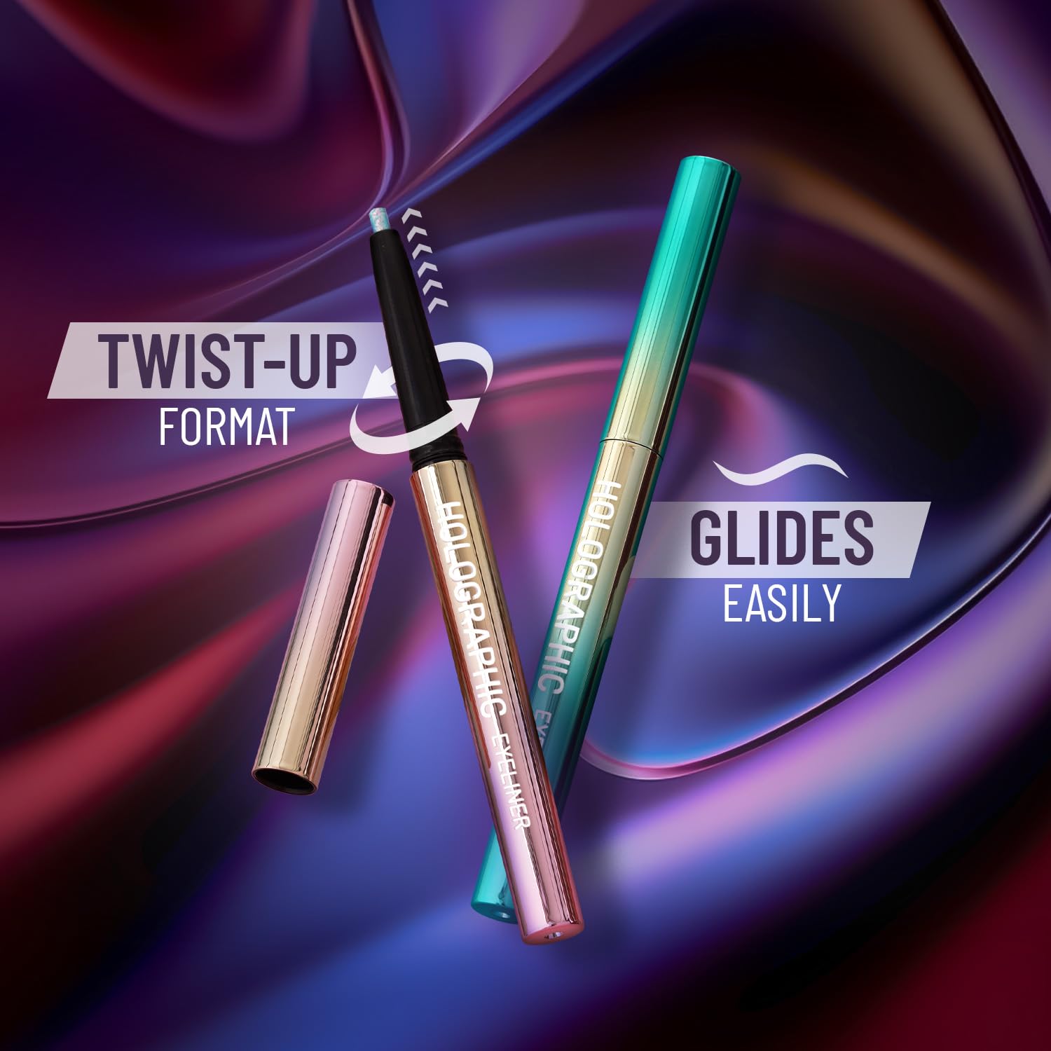 SWISS BEAUTY Holographic Shimmery Pencil Eyeliner, Pink