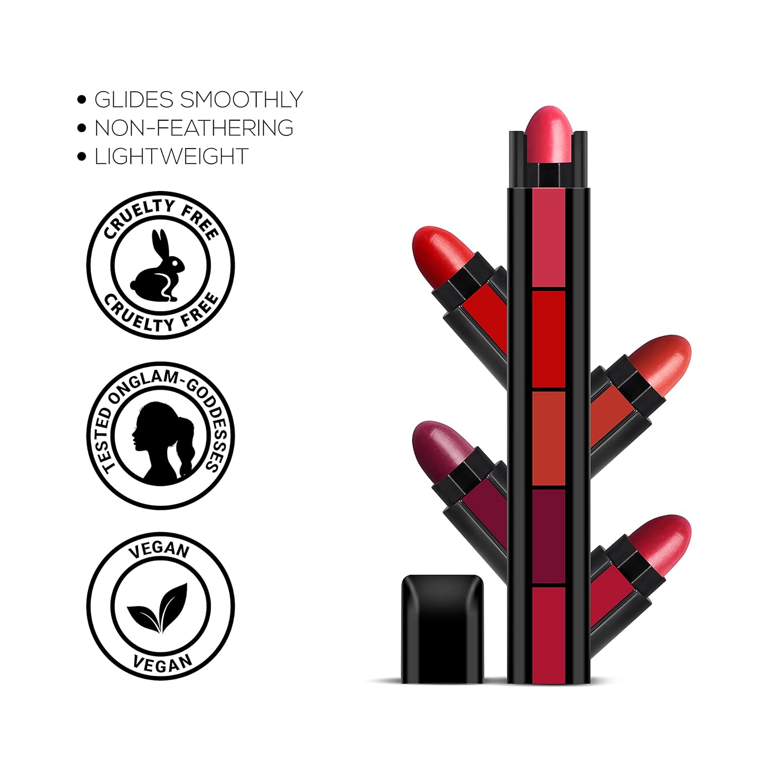 RENEE Fab 10 Combo, 7.5gm each| Five Shades In One| Long Lasting, Matte Finish| Non Drying Formula with Intense Color Payoff | Compact & Easy to Use