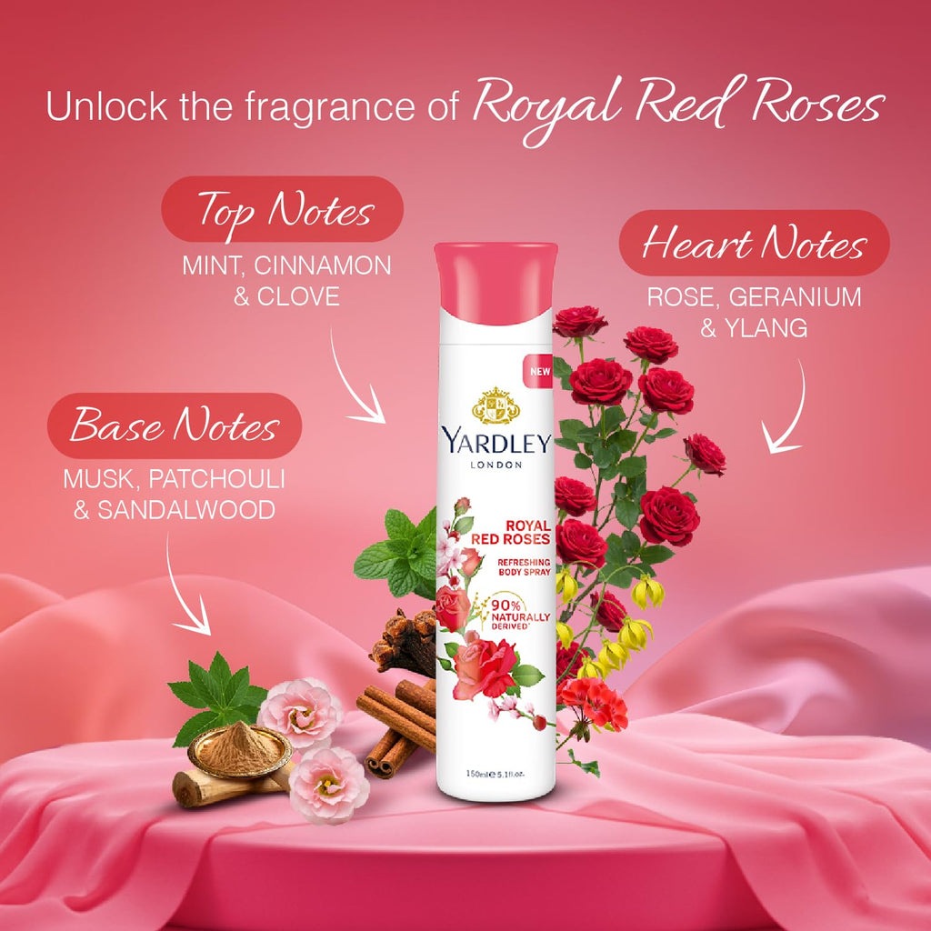 Yardley London Royal Red Roses Refreshing Deo For Women, 150ml