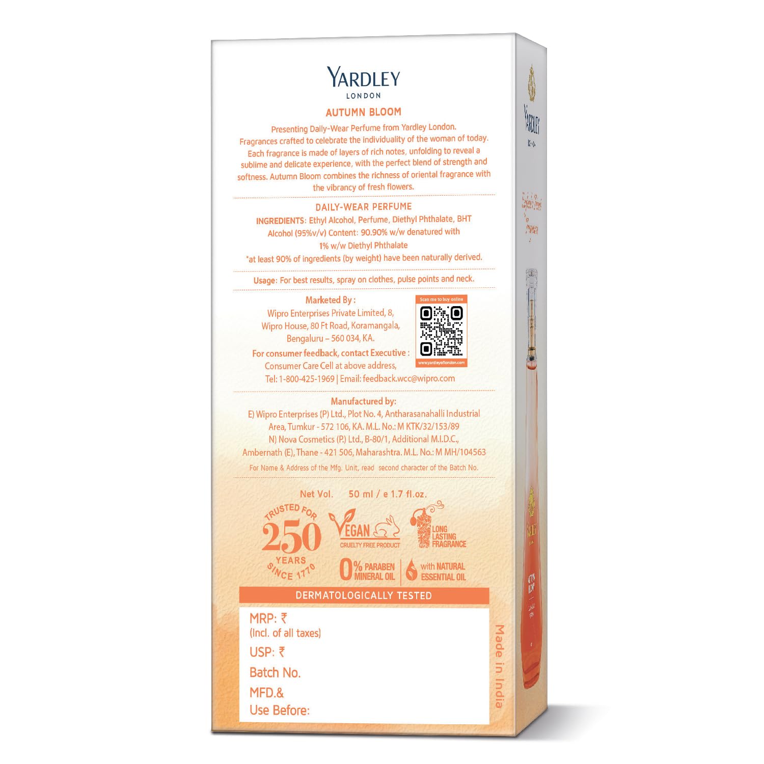 Yardley London Autumn Bloom Perfume| Floral Fruity Scent| 90% Naturally Derived| Plumeria & Orange Peony Perfume For Women| 50Ml - Spray