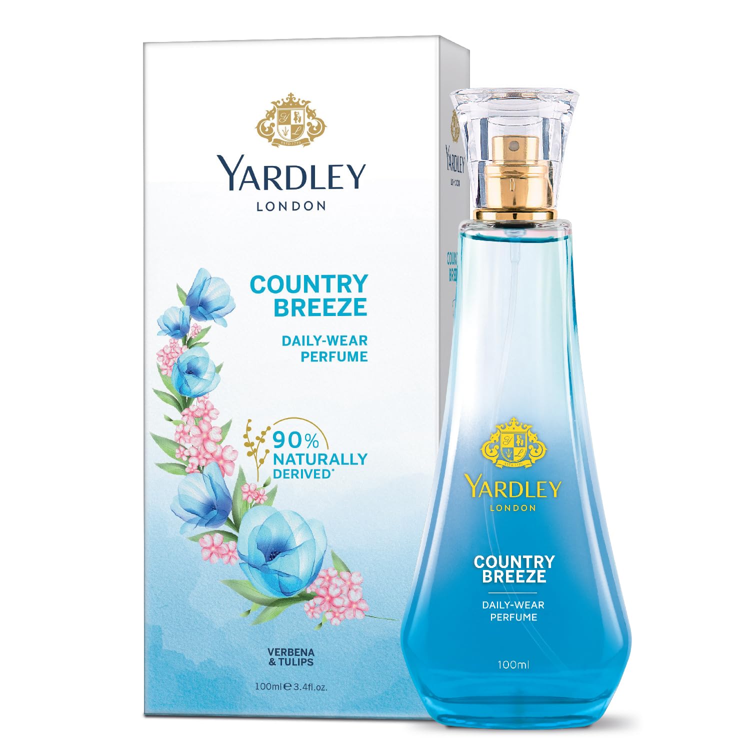 Yardley London Country Breeze Perfume Spray Floral Fruity Scent| 90% Naturally Derived| Verbena & Tulips Perfume For Women| 100Ml