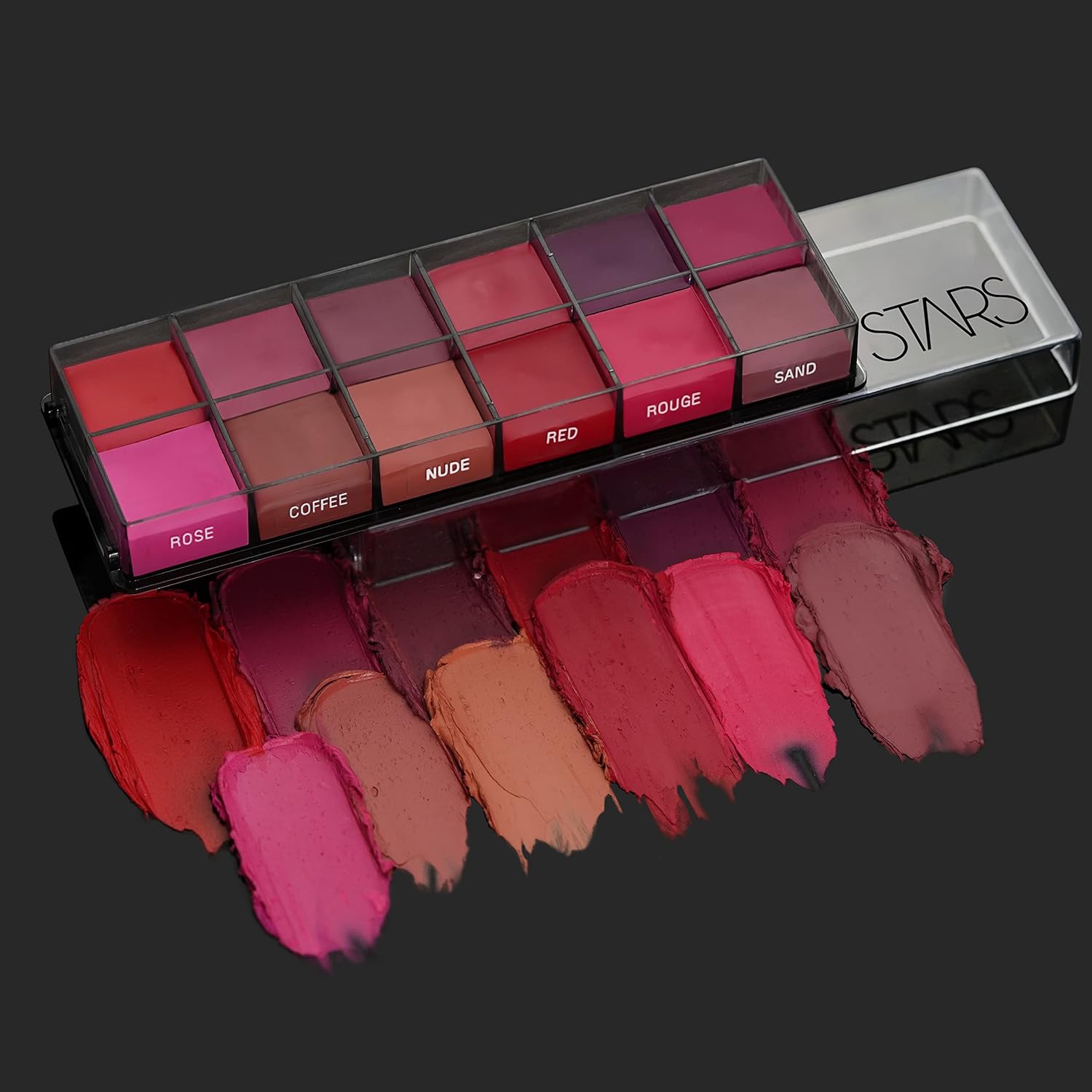 Stars Cosmetics Lush Lip Palette 12 Shades Cream Smooth Finish Waterproof Long Lasting Lightweight Ultra Pigmented smudgeproof for all Skins (multi-colour) 72g