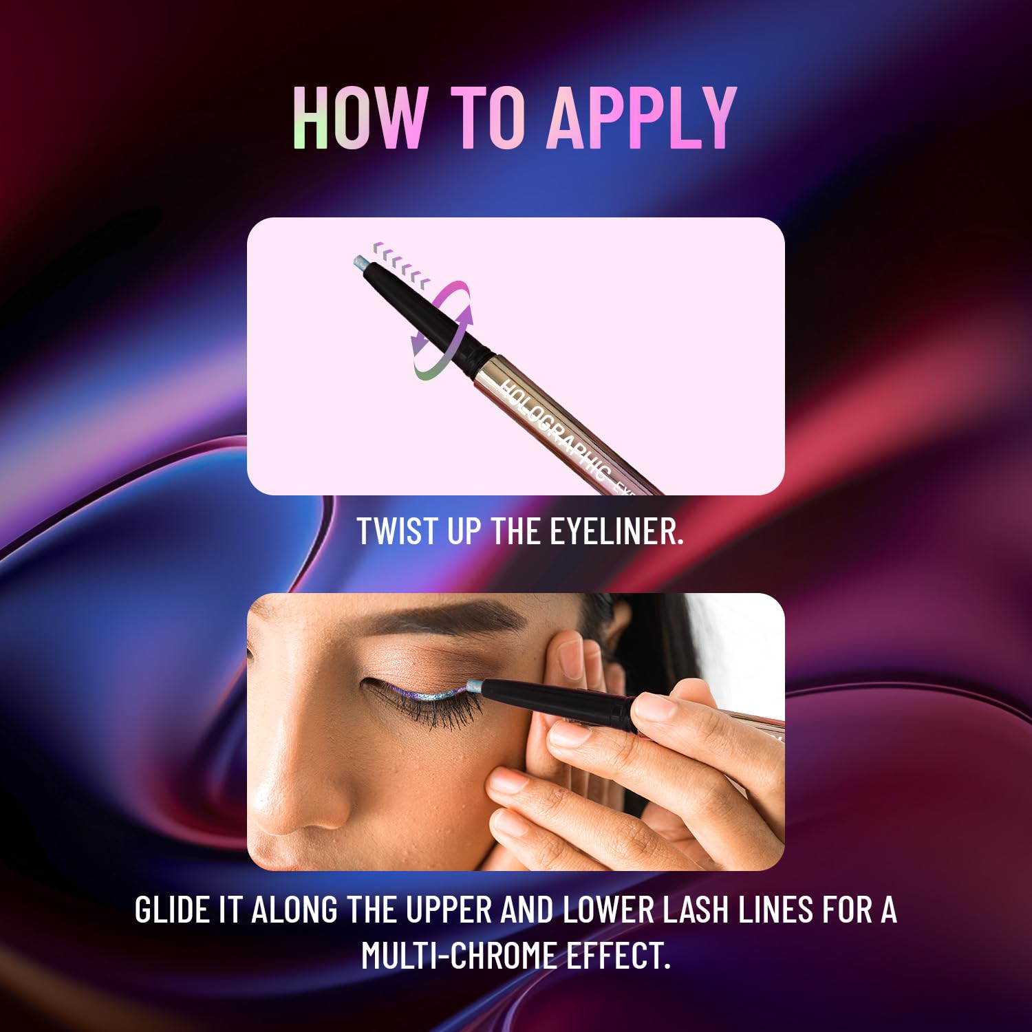 SWISS BEAUTY Holographic Shimmery Pencil Eyeliner, Pink
