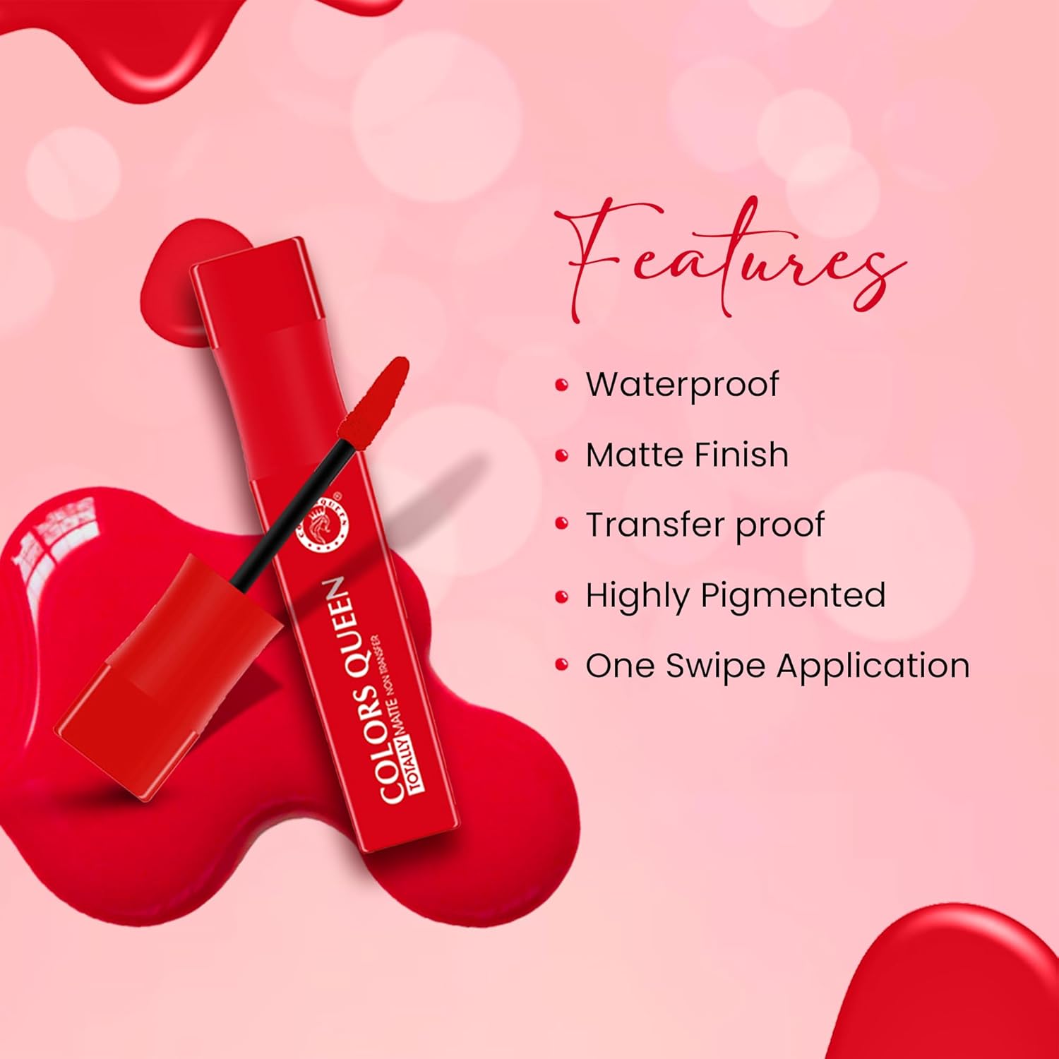 Colors Queen Totally Matte Liquid Lipstick | Intense Color Payoff, Lightweight & Comfortable, One Swipe Application | Long Lasting, Non Transfer Liquid Lipstick for Women (13 - Nude Frost, 7.5g)