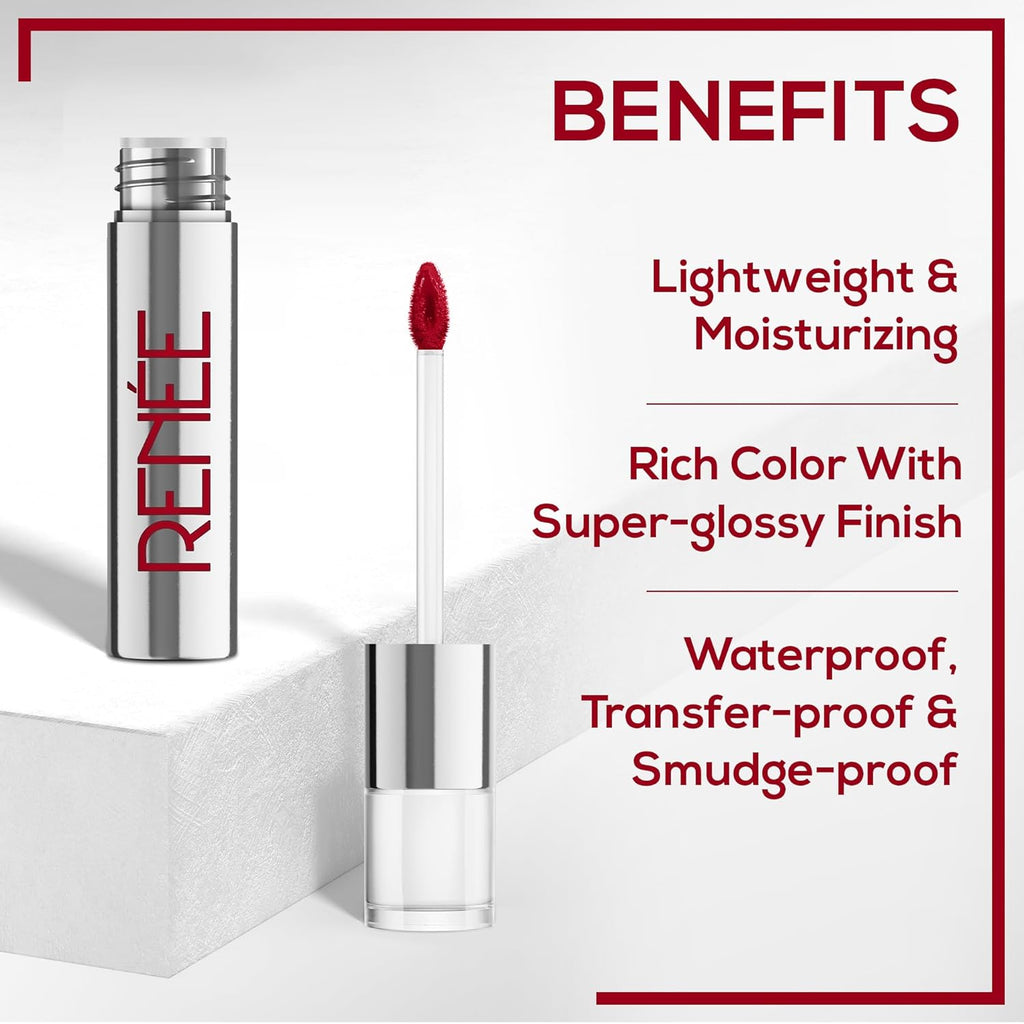 RENEE Gloss Stay Transfer-Proof Liquid Lip Color - Rosalia 3.5ml, Rich Intense Payoff High Pigment Super Glossy Finish, Waterproof, Smudge-proof, Lasts Up To 12 Hours, Enriched with Vitamin E & C