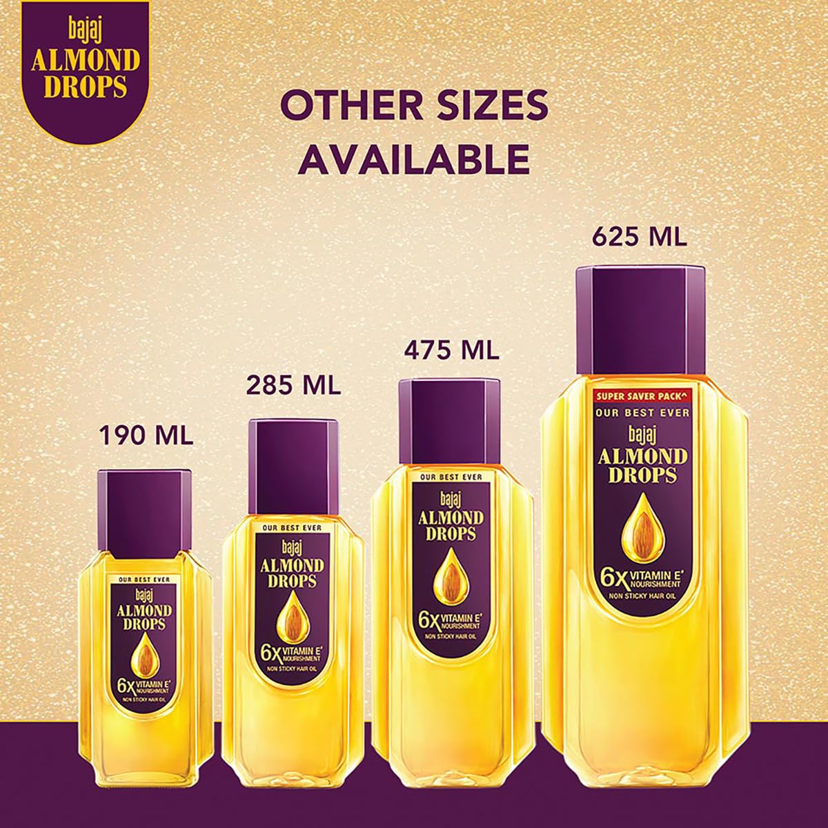 Bajaj Almond Drops Hair Oil, 475 ml, 6X Vitamin E, Light & Non Sticky Hair Oil
