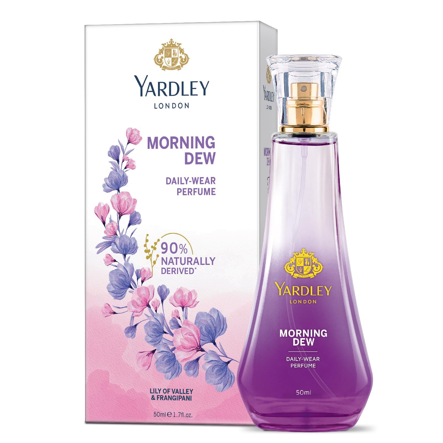 Yardley London Morning Dew Perfume| Fresh Floral Scent| 90% Naturally Derived| Lilly Of Valley & Frangipani| Perfume For Women| 50Ml - Spray