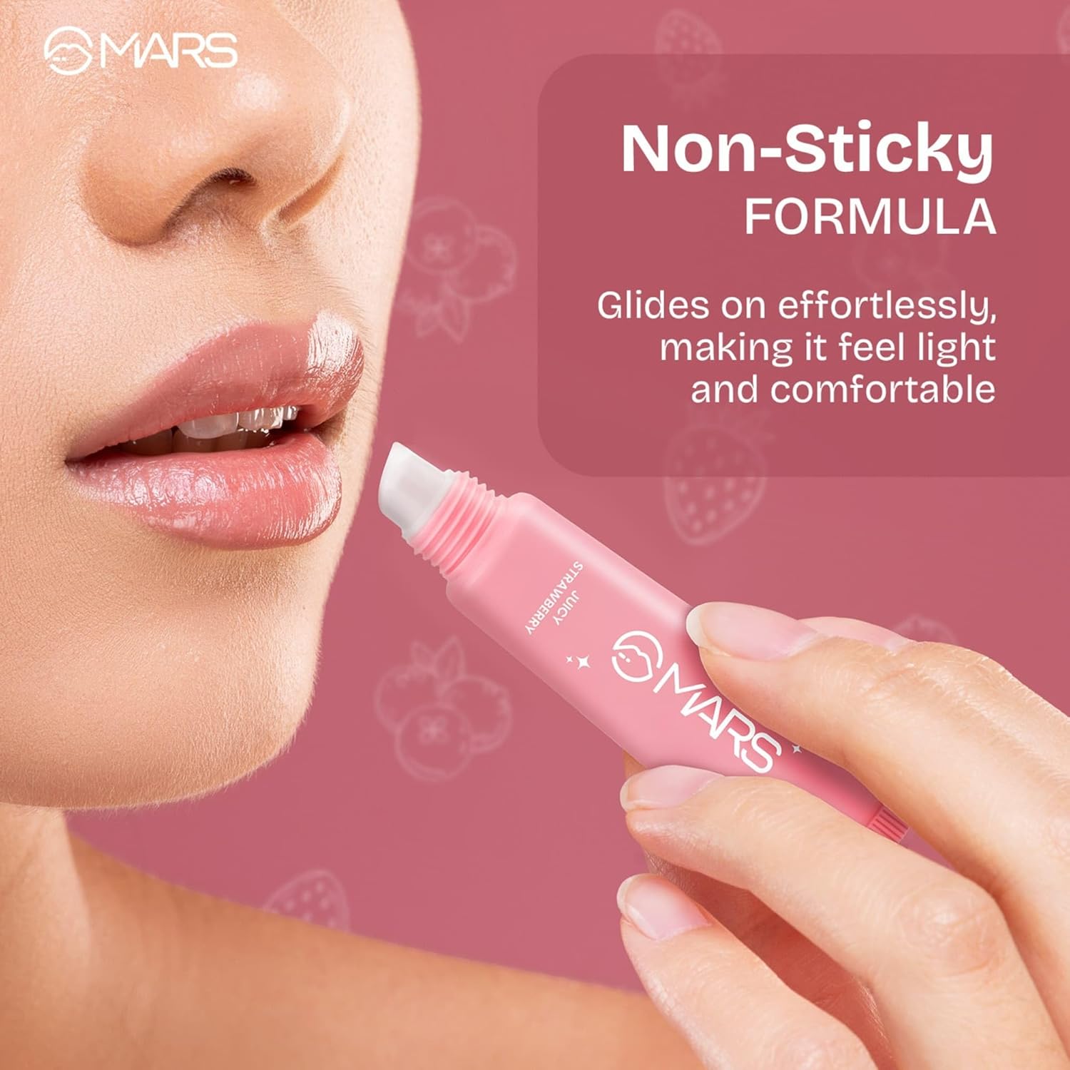 MARS Lippy Top Hydrating Lip Gel (10ml) (02-JUICY STRAWBERRY) | Nourished With Vitamin-E & Shea Butter | Long Lasting Hydration | Glossy Finish | Easy to Apply