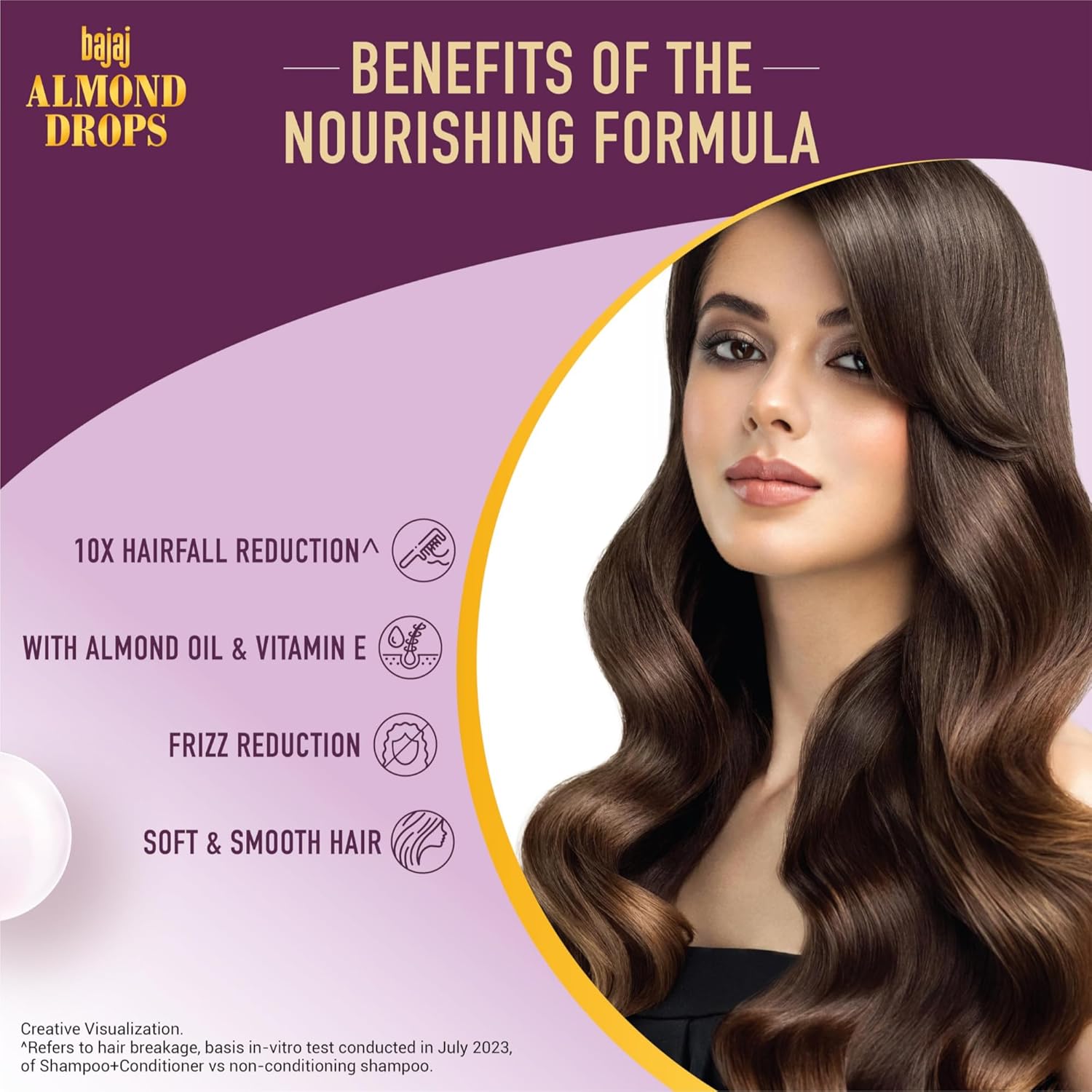 Bajaj Almond Drops Anti Hairfall Conditioner, 175ML, For Dry & Frizzy Hair, With Almond Oil & Vitamin E to Reduce Frizz & Smoothen Hair, Ideal for all Hair Types, 1 Count