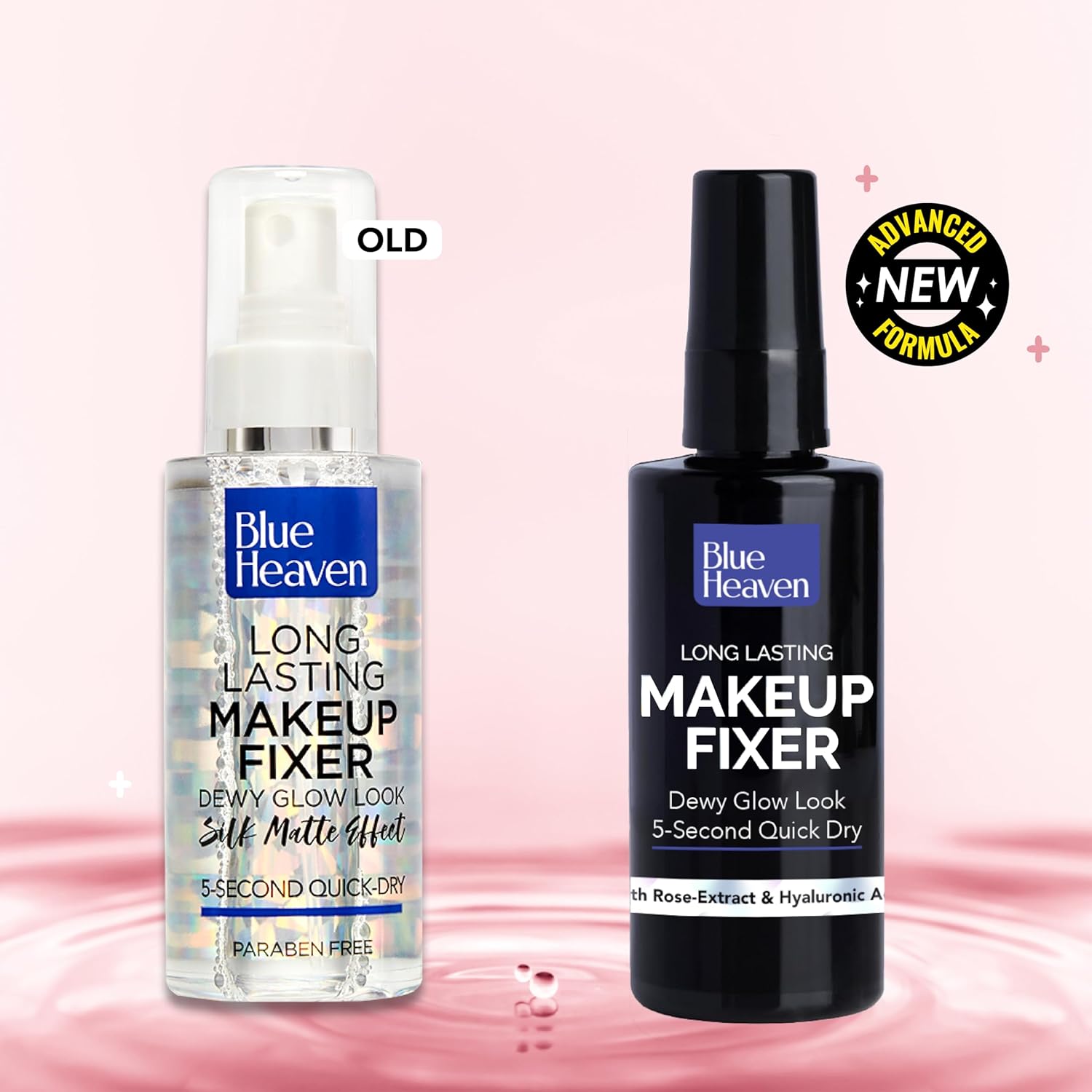 Blue Heaven Long-Lasting Makeup Fixer | Paraben Free & Sweat Proof | Infused with Vitamin E and Aloe Vera | Dewy Glow and Silk Matte Effect Setting Spray for Makeup | 60ml