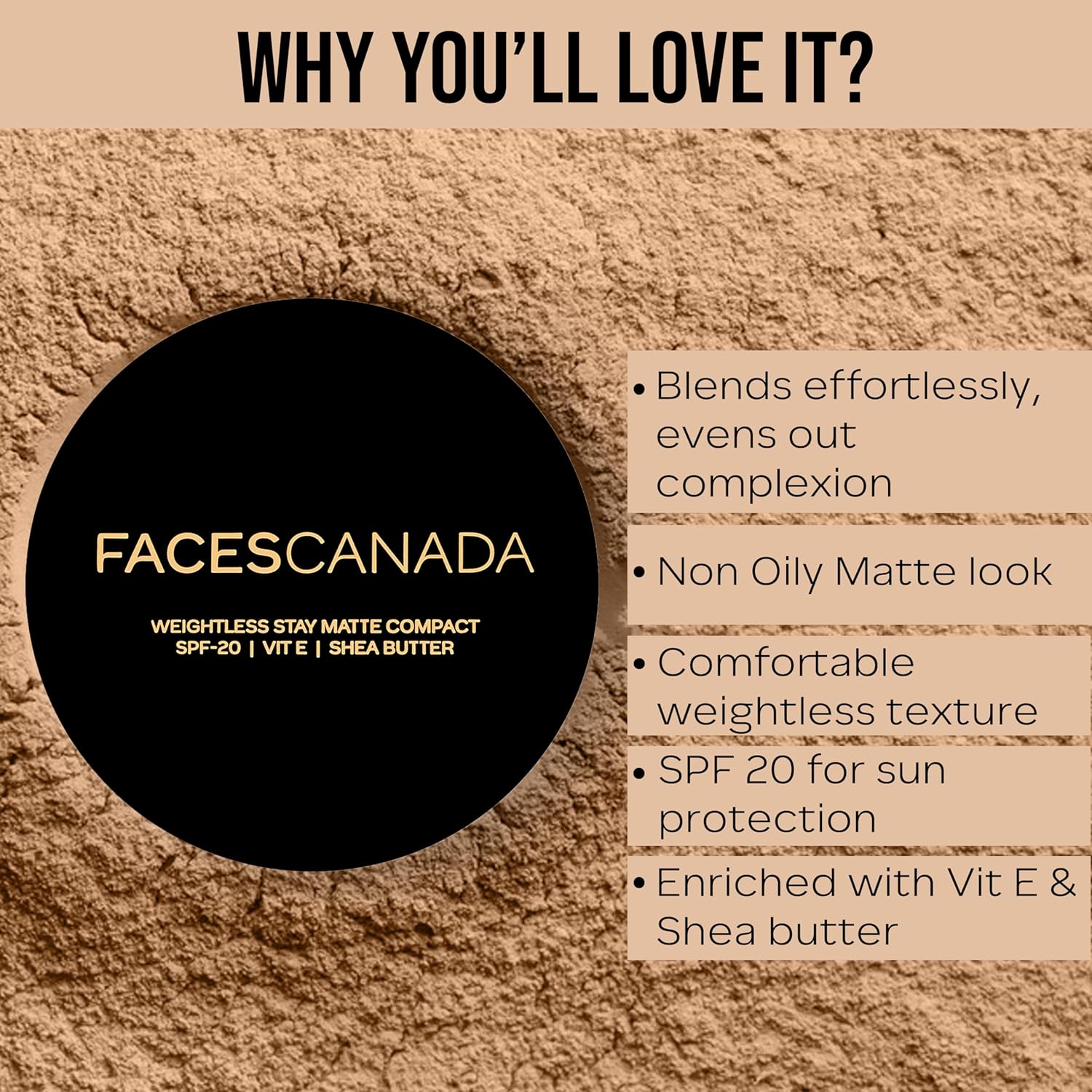 FACESCANADA Weightless Stay Matte Finish Compact Powder - Natural, 9g | Non Oily Matte Look | Evens Out Complexion | Hides Imperfections | Blends Effortlessly | Pressed Powder For All Skin Types