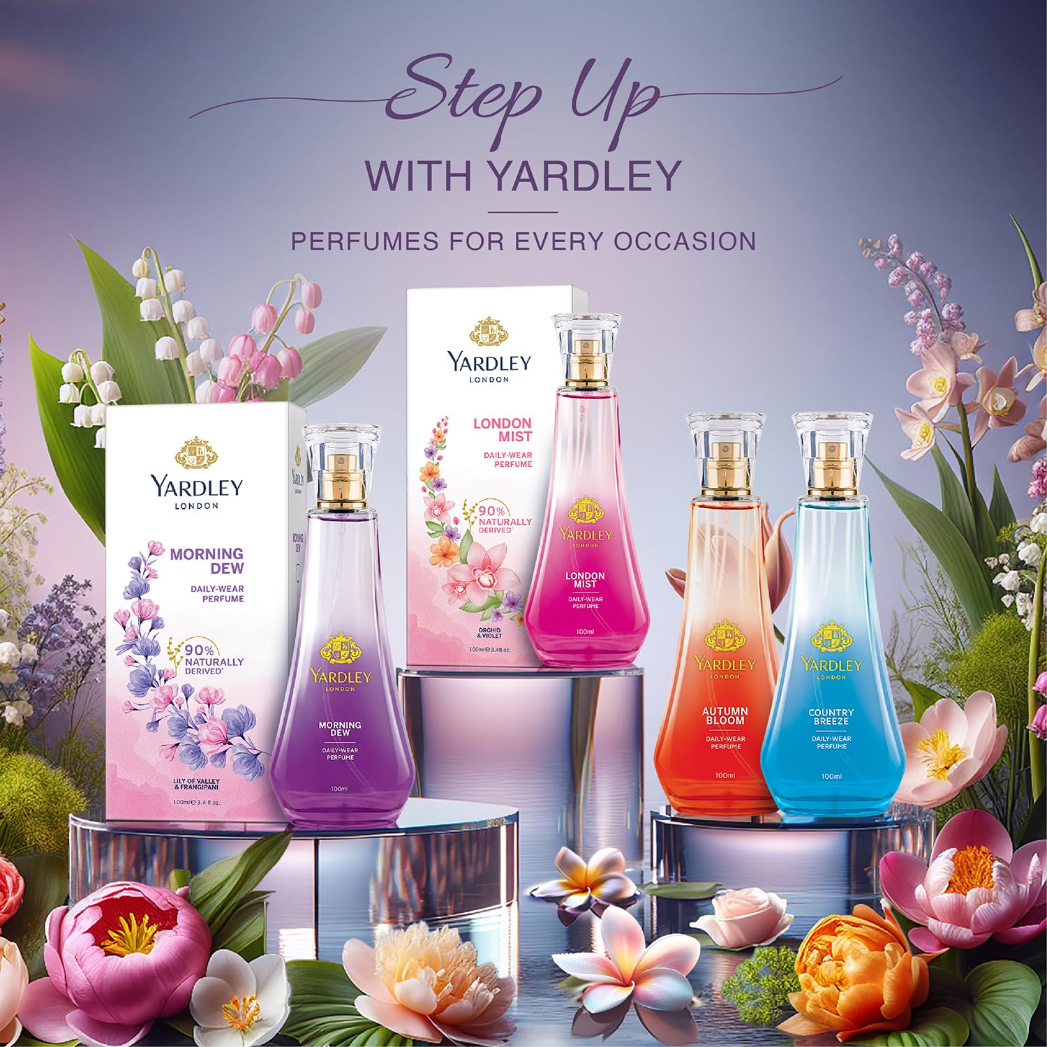 Yardley London London Mist Perfume| Floral & Ozonic Scent| 90% Naturally Derived| Orchid & Perfume for Women| 100ml