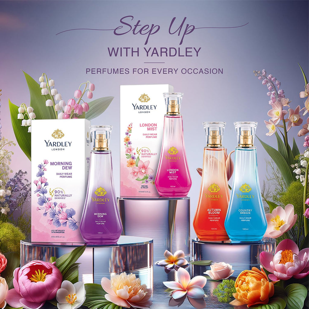 Yardley London Morning Dew Perfume| Fresh Floral Scent| 90% Naturally Derived| Lilly Of Valley & Frangipani| Perfume For Women| 50Ml - Spray