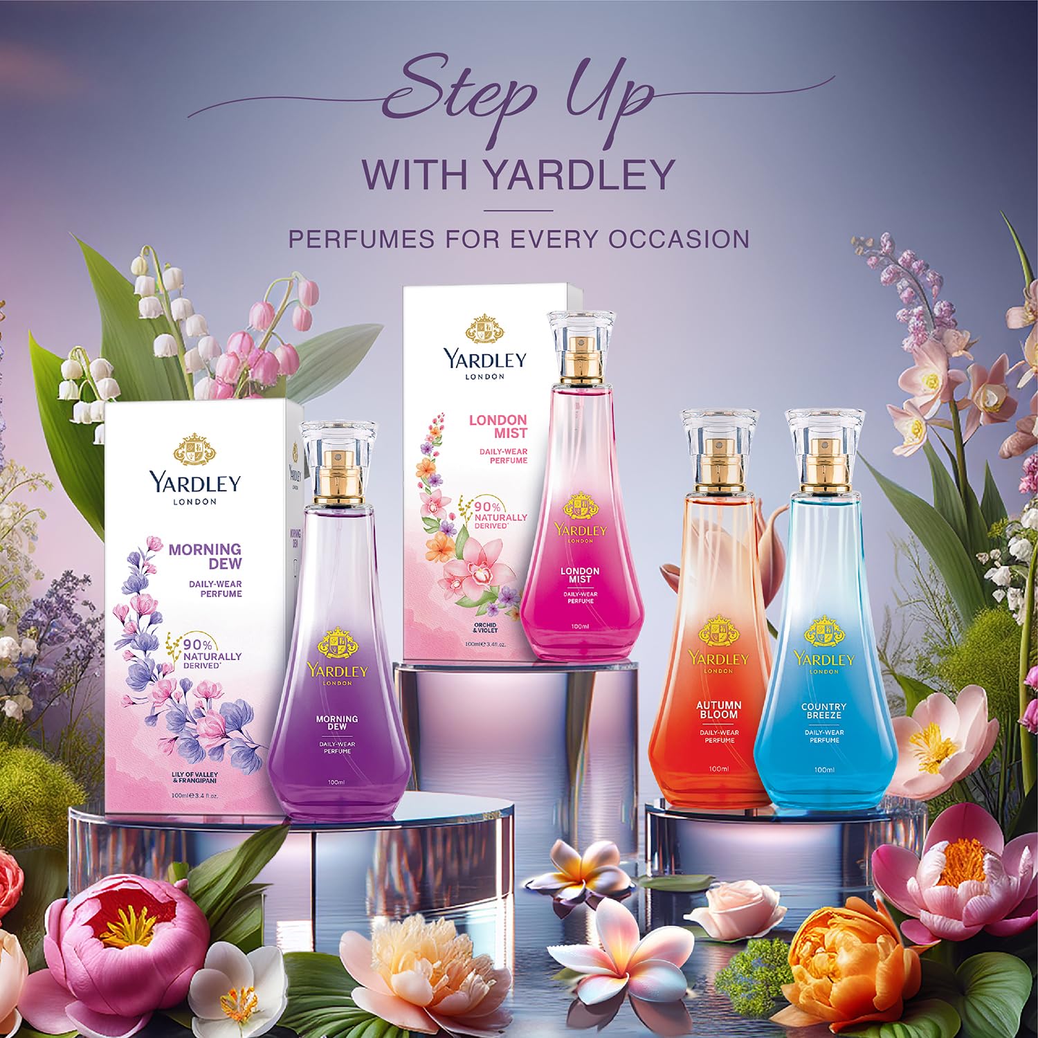 Yardley London Morning Dew Perfume| Fresh Floral Scent| 90% Naturally Derived| Lilly Of Valley & Frangipani| Perfume For Women| 50Ml - Spray