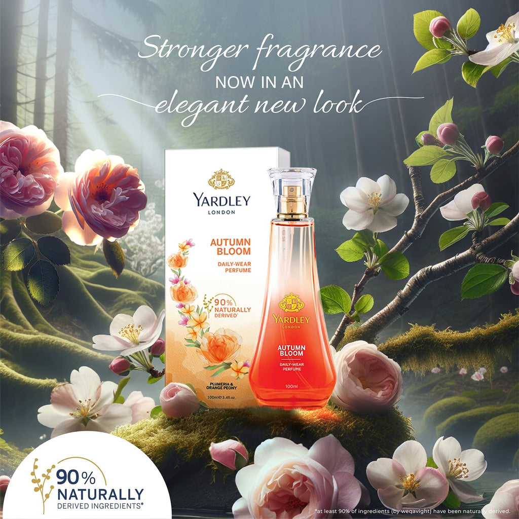 Yardley London Autumn Bloom Perfume| Floral Fruity Scent| 90% Naturally Derived| Plumeria & Orange Peony Perfume For Women| 50Ml - Spray