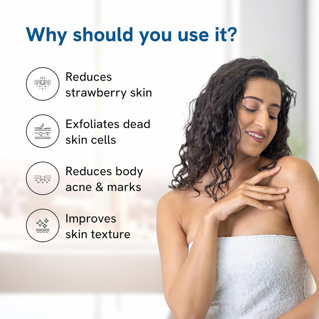 Be Bodywise Strawberry Skin Pack | With 1% SA Body Wash, 5% Lactic Acid Body Lotion & 10% AHA Scrub | Exfoliates, Reduces Body Acne, Uneven Skin Texture | 650ml